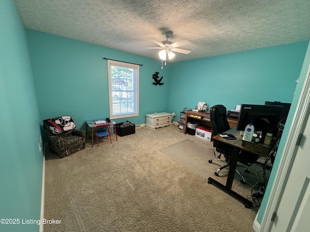 79 Brightberry Rd, Brandenburg, KY 40108 - home office with a ceiling fan, carpet flooring, and a textured ceiling