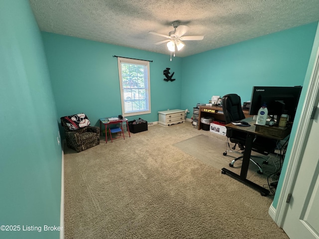 79 Brightberry Rd, Brandenburg, KY 40108 - carpeted home office with ceiling fan and a textured ceiling