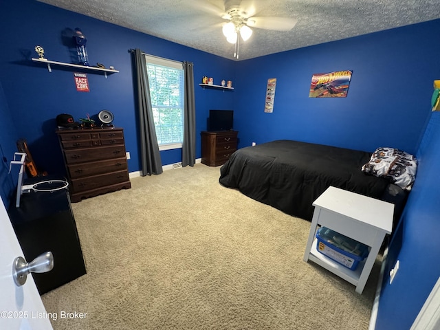 79 Brightberry Rd, Brandenburg, KY 40108 - bedroom featuring a textured ceiling, carpet flooring, and a ceiling fan