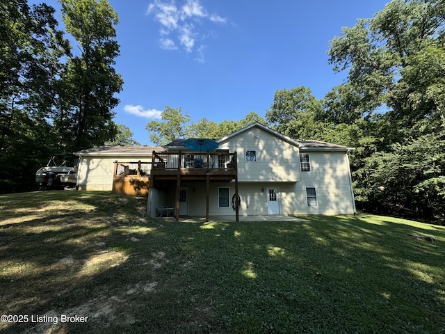 79 Brightberry Rd, Brandenburg, KY 40108 - rear view of house with a deck and a yard