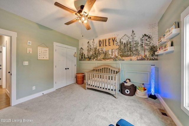 90 Glenn Eagle Rd, Brandenburg, KY 40108 - bedroom featuring carpet flooring, a closet, and ceiling fan