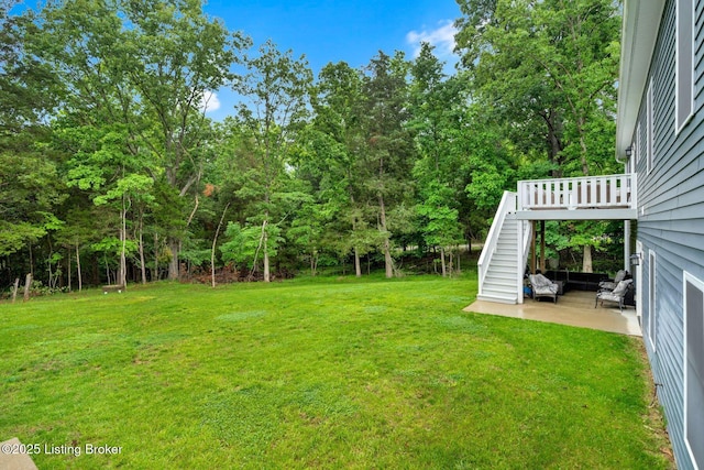 90 Glenn Eagle Rd, Brandenburg, KY 40108 - view of green lawn with stairs and a patio area