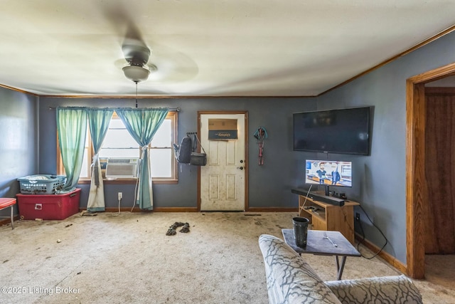 2904 State Route 58 E, Mayfield, KY 42066 - living area with ornamental molding, carpet floors, and ceiling fan
