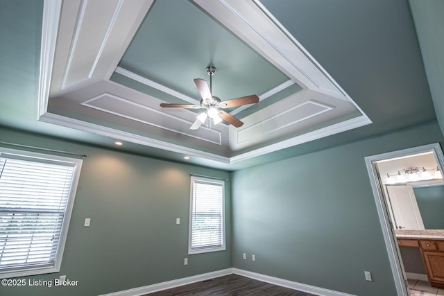 515 Clymene Rd, Cecilia, KY 42724 - unfurnished room with a raised ceiling, ceiling fan, and crown molding