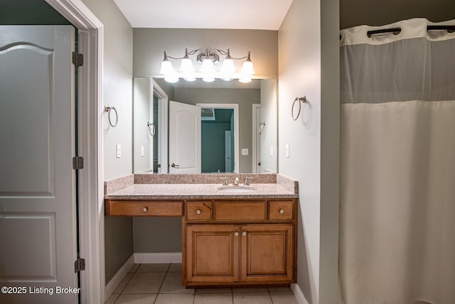 515 Clymene Rd, Cecilia, KY 42724 - bathroom with tile patterned flooring, vanity, and a shower with shower curtain