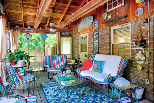 3308 Mcadams Ct, Jeffersontown, KY 40299 - sunroom with a ceiling fan