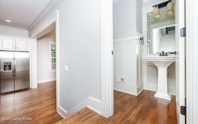 9403 Delphinium St Unit 101, Prospect, KY 40059 - corridor with wood finished floors and ornamental molding