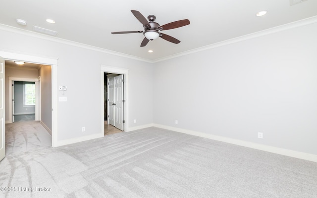 9403 Delphinium St Unit 101, Prospect, KY 40059 - unfurnished bedroom with light carpet, crown molding, recessed lighting, and ceiling fan