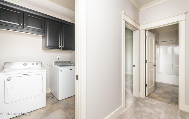 9403 Delphinium St Unit 101, Prospect, KY 40059 - washroom with washer and clothes dryer, cabinet space, and crown molding