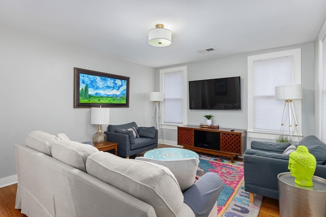 living room featuring hardwood / wood-style flooring