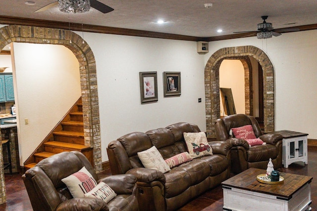 4940 Kent Rd, Tremont, MS 38876 - living room featuring a textured ceiling and crown molding