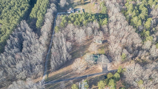 bird's eye view featuring a view of trees