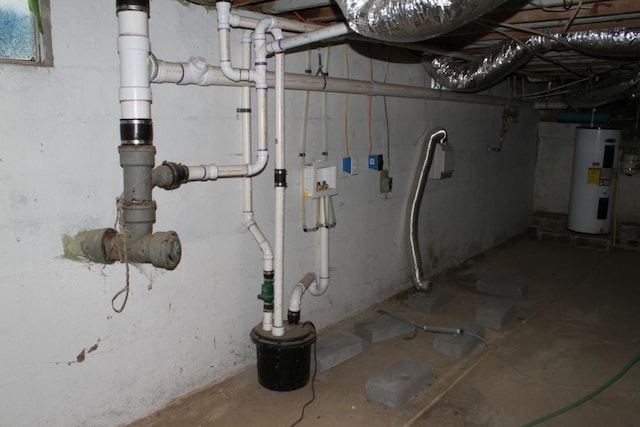 basement featuring water heater