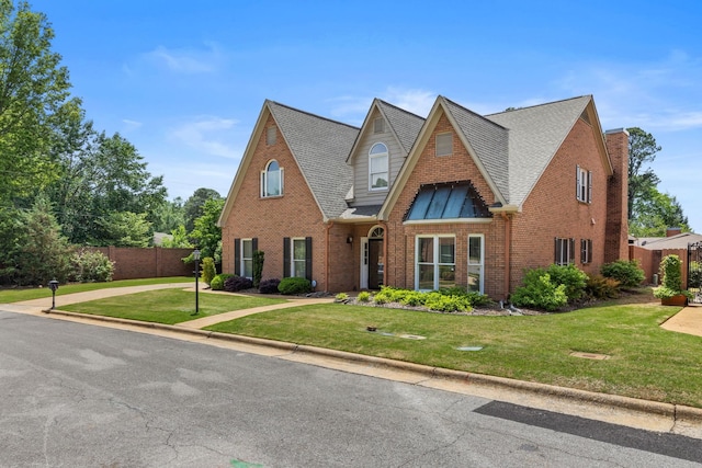  - view of front of property with brick siding and roof with shingles