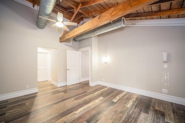 basement featuring ceiling fan, hardwood / wood-style floors, and wood ceiling