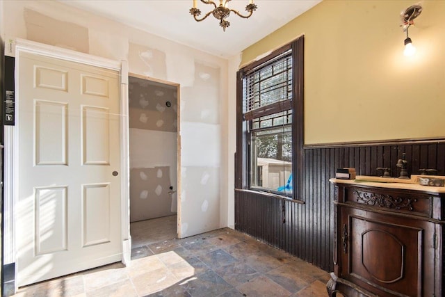 interior space featuring an inviting chandelier