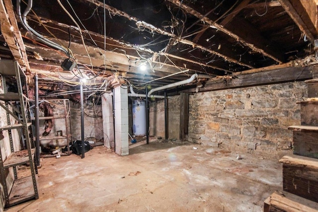 basement with water heater