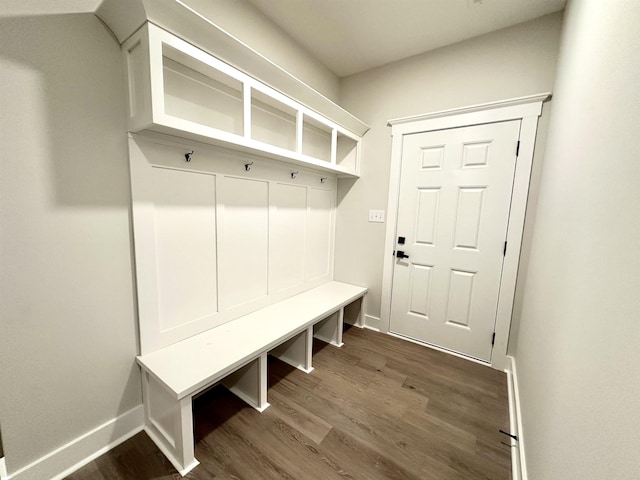 mudroom featuring dark hardwood / wood-style flooring