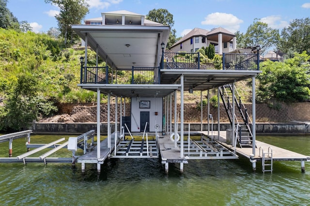 view of dock featuring a water view