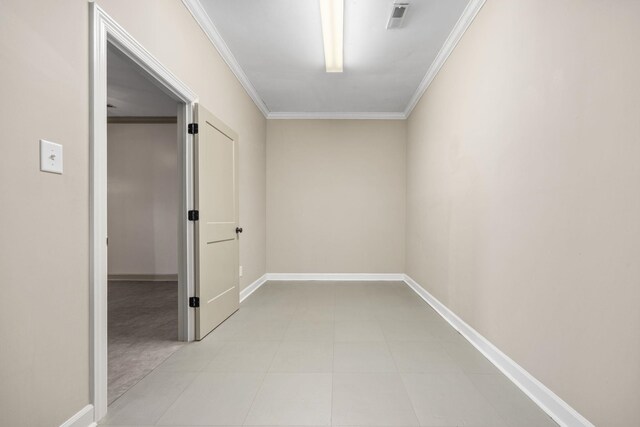 hallway with crown molding