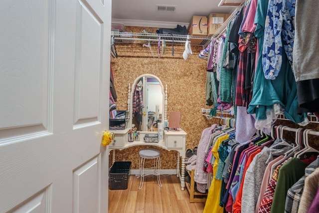 walk in closet featuring hardwood / wood-style flooring