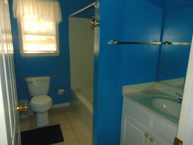 bathroom featuring tile patterned flooring, vanity, and toilet