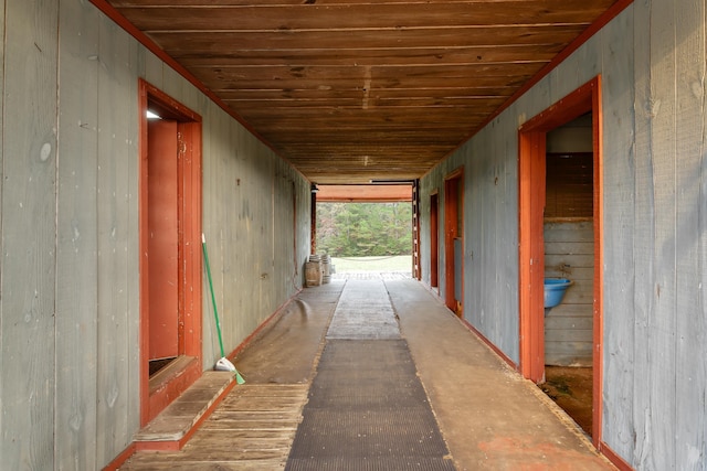 hallway with wooden ceiling