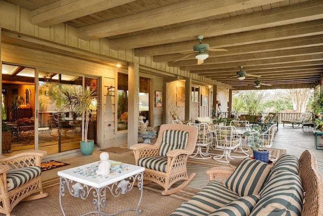 view of patio featuring outdoor lounge area and ceiling fan