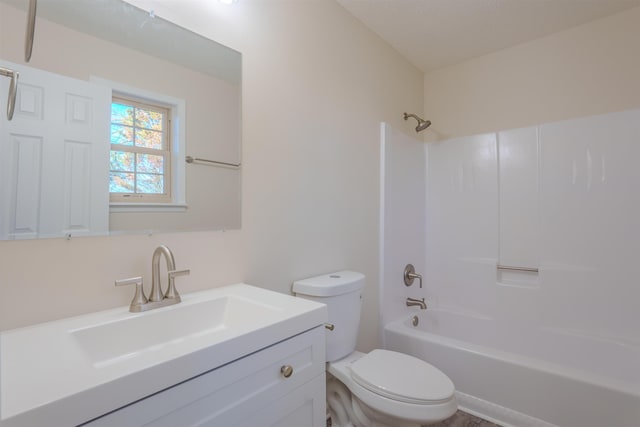 full bathroom featuring vanity, toilet, and shower / bath combination