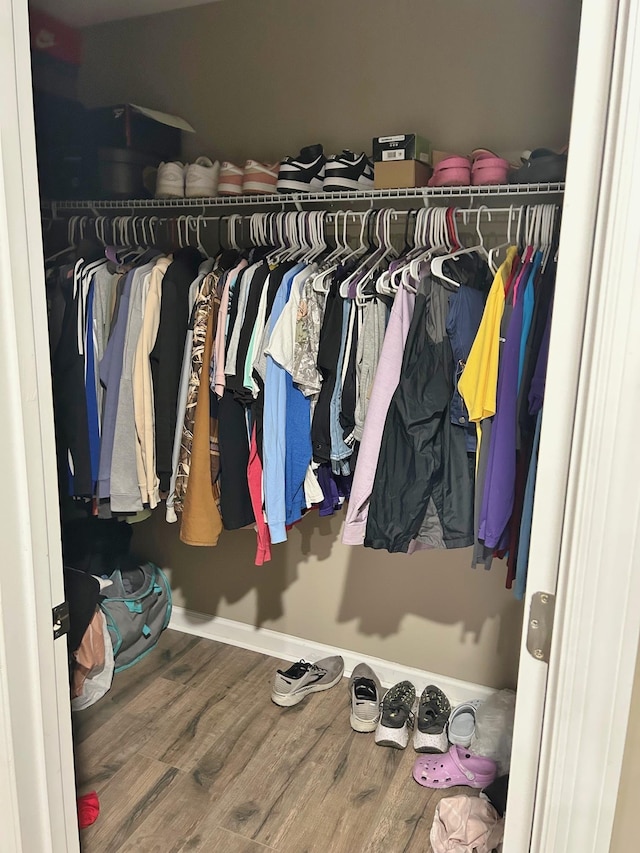 spacious closet featuring wood finished floors