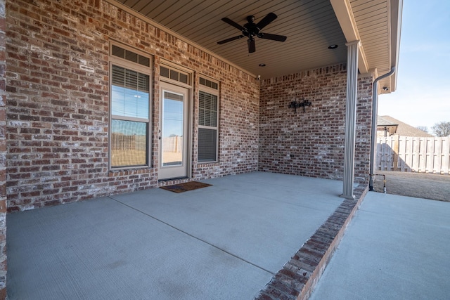 view of patio / terrace featuring ceiling fan