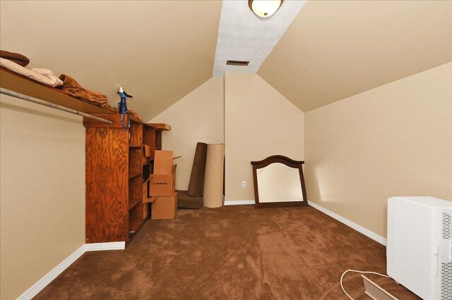  - additional living space with carpet floors, lofted ceiling, and baseboards