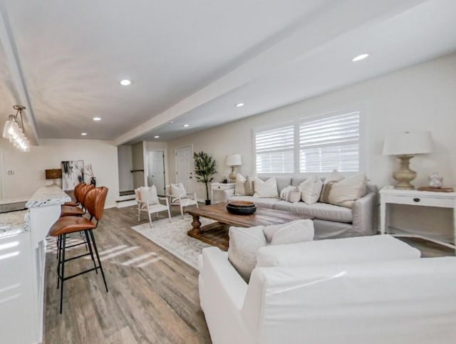 living room with light wood-type flooring