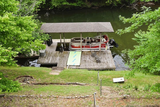  - dock with a water view and boat lift