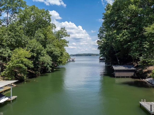 view of water feature featuring a boat dock