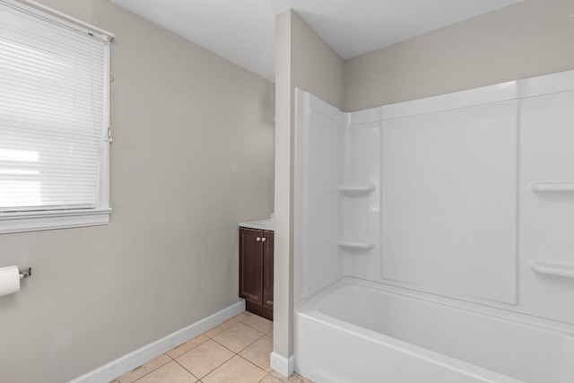 bathroom featuring tile patterned floors, vanity, and shower / bathtub combination