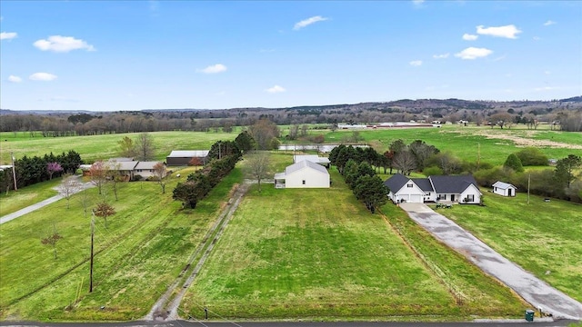 aerial view with a rural view