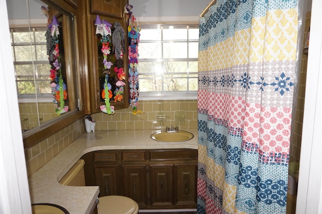 bathroom featuring backsplash and vanity