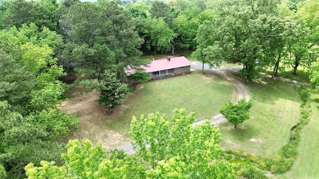 birds eye view of property featuring a rural view