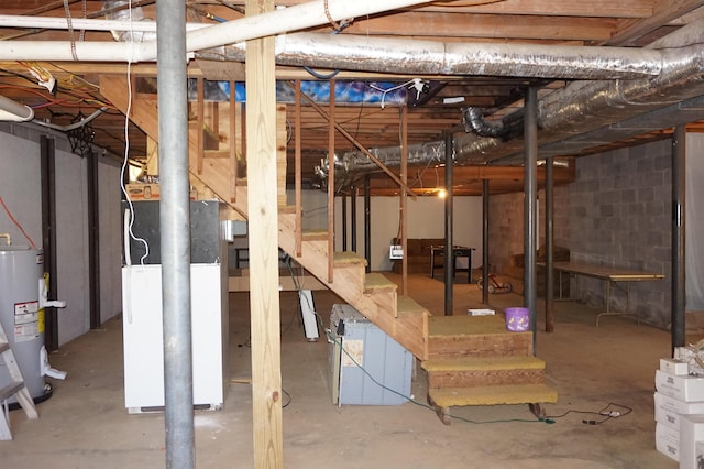 basement with water heater