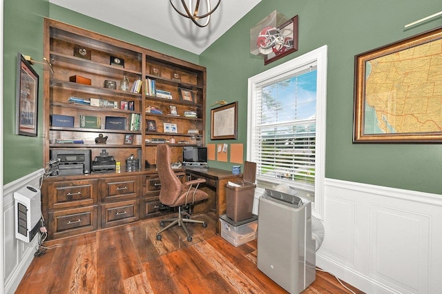 office area featuring dark hardwood / wood-style flooring