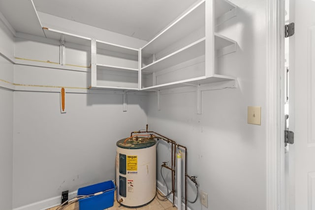 utility room featuring electric water heater