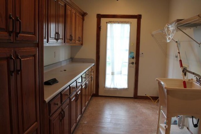 kitchen featuring light wood-type flooring