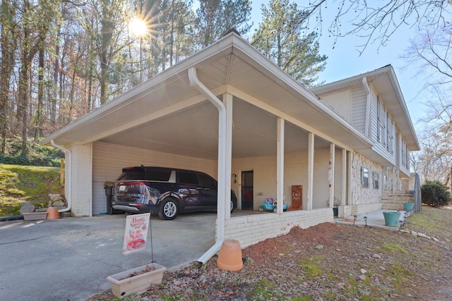 exterior space featuring a carport