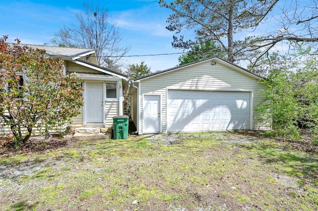 view of detached garage