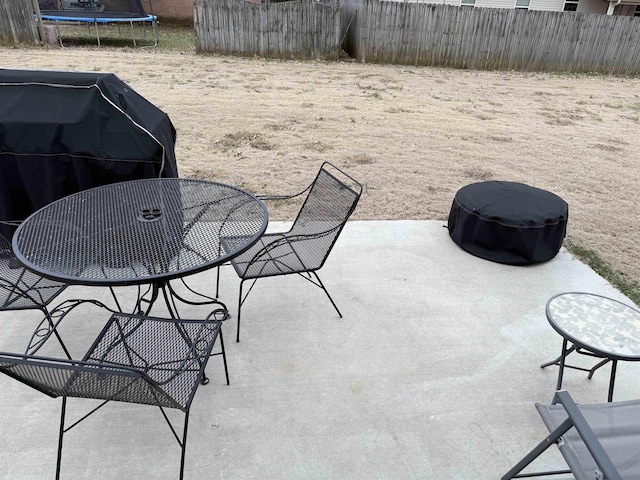 view of patio / terrace with a trampoline