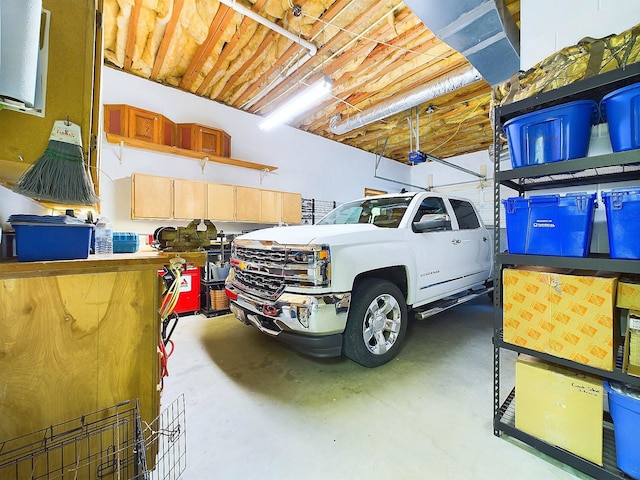 garage with a garage door opener