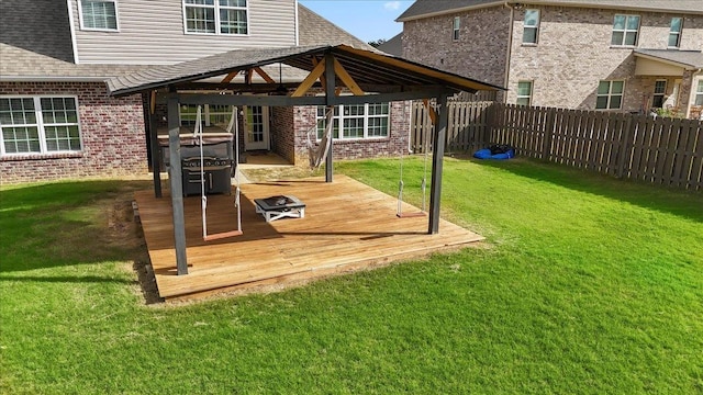 exterior space featuring a gazebo and a lawn