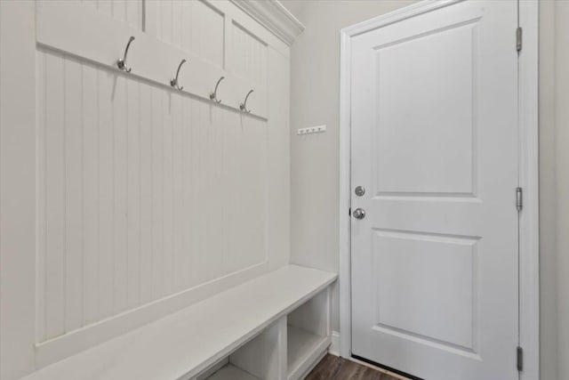 mudroom featuring dark hardwood / wood-style flooring