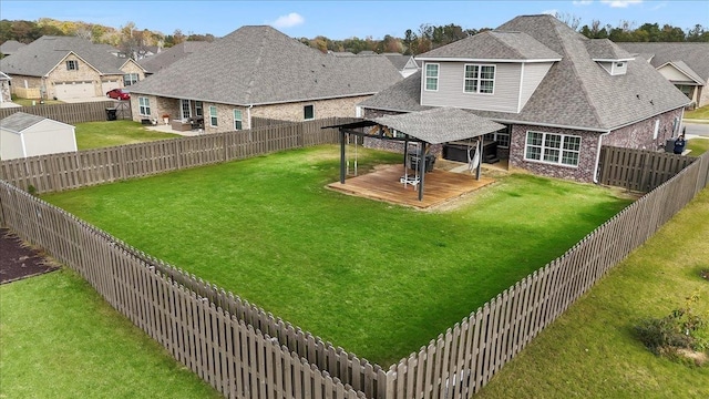 view of yard with a wooden deck